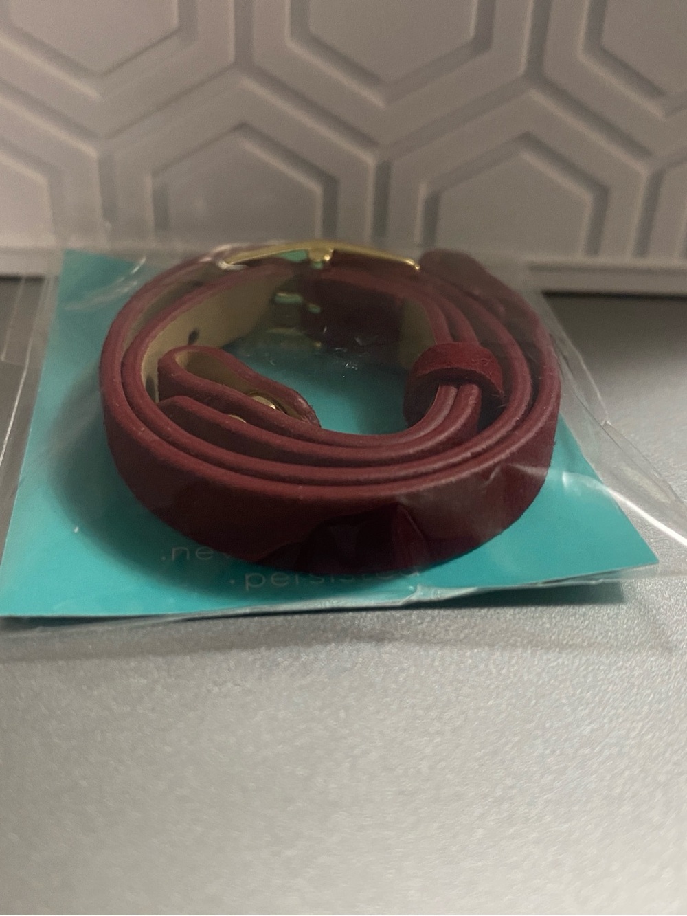 Origami Owl Burgundy/Red Genuine Leather Wrap Bracelet 6-7 1/4”